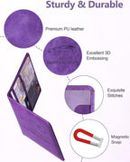 Mymazn Car Registration and Insurance Card Holder, PU Leather Insurance and Registration Holder with Magnetic Closure, Car Document Holder For Driver's License & Essential Documents, Purple