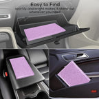Car Registration and Insurance Holder, Leather Magnetic Shut Vehicle Glove Box Organizer for Document, Card, Driver License, Glitter Purple