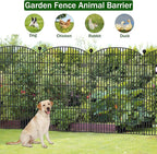 No Dig Decorative Garden Fence 4 Panels with Gate, 48 in (H) x 10.4 ft (L), Dog Fence Outdoor for Yard，Rustproof Metal Animal Barrier Ground Stakes Fencing for Garden, Patio, Flower Bed