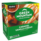 Green Mountain Coffee Roasters Caramel Vanilla Cream, Single-Serve Keurig K-Cup Pods, Flavored Light Roast Coffee Pods, 32 Count
