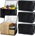 Maxcheck 6 Pcs Insulated Bags for Food Delivery XXXL Large Capacity Hot Grocery Tote Bag Reusable Warming Pizza Catering Carrier for Commercial Travel Lunch Shopping Gifts (Black)