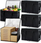 Maxcheck 6 Pcs Insulated Bags for Food Delivery XXXL Large Capacity Hot Grocery Tote Bag Reusable Warming Pizza Catering Carrier for Commercial Travel Lunch Shopping Gifts (Black)