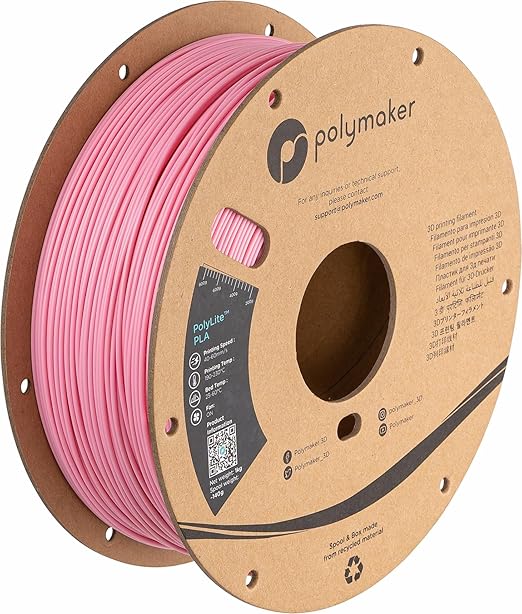 Polymaker PLA Filament, Pink 3D Printing PLA Filament 1.75mm 1kg - PolyLite 3D Printer PLA Filament, Dimensional Accuracy +/- 0.03mm, Compatible with Most 3D Printer, Pink