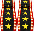 2 Pcs 13 x 72 Inch Movie Night Table Runner with Gold Star Design - Movie Night Black Carpet Decoration for Birthday Party Supplies （Black）