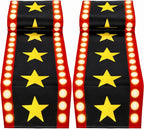 2 Pcs 13 x 72 Inch Movie Night Table Runner with Gold Star Design - Movie Night Black Carpet Decoration for Birthday Party Supplies （Black）