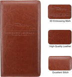 Premium Car Registration & Insurance Card Holder with Magnetic Shut, Vehicle Glove Box Car Organizer - For Documents, Cards, License (Brown)