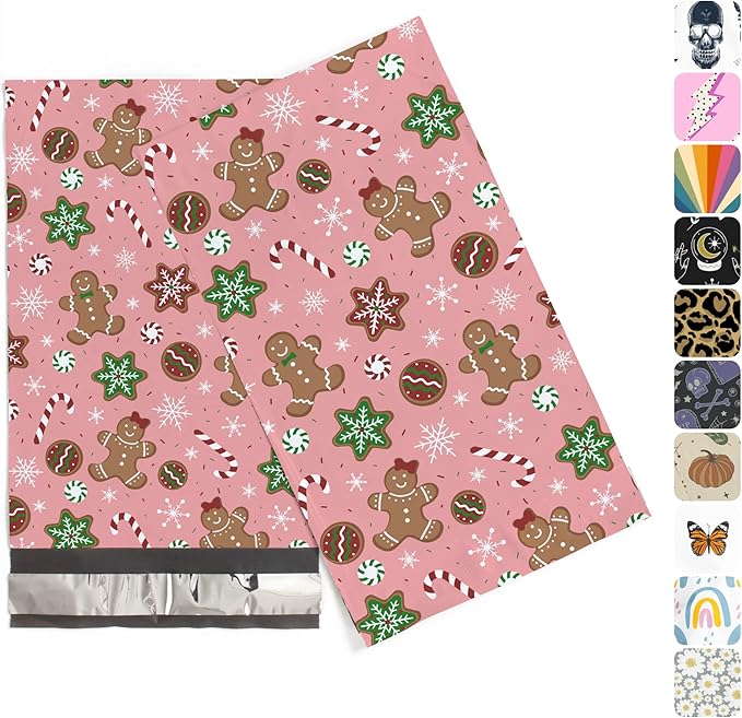 6x9 Poly Mailers – Christmas Holiday Design – Waterproof, Tear-Resistant Shipping Bags with Adhesive Seal – 200 Pack – Package Mint