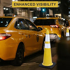 OrangeStar 6-Pack 36" Yellow Traffic Cones with Weighted Rubber Base, 2 Reflective Collars, Large Safety Cones for Parking Lot, Road Construction, Warehouse, Highway, Weatherproof PVC