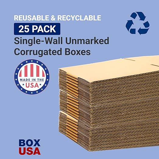 BOX USA Shipping Boxes 24"L x 4"W x 4"H 25-Pack Long Corrugated Boxes for Moving, Shipping, Mailing, Packing, Packaging and Storage