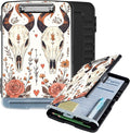 Clipboard with Storage Box & Pen Holder,Heavy Duty Clip Boards 8.5x11 for Nursing,High Capacity,School & Office Supplies,Bull Skull Floral