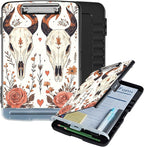 Clipboard with Storage Box & Pen Holder,Heavy Duty Clip Boards 8.5x11 for Nursing,High Capacity,School & Office Supplies,Bull Skull Floral