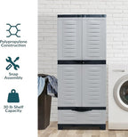 Sunnydaze Lockable Storage Cabinet - Indoor or Garage Storage Cabinet with 3 Adjustable Shelves - 57.5" H - Garage, Office, Home, Laundry Room - Gray