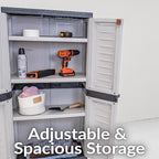 Sunnydaze Lockable Storage Cabinet - Indoor or Garage Storage Cabinet with 3 Adjustable Shelves - 48.75" H - Garage, Office, Home, Laundry Room - Gray