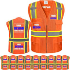 BeautyWill Custom Safety Vest Customized Logo Class 2 High Visibility Reflective Vest with Pockets Construction workwear