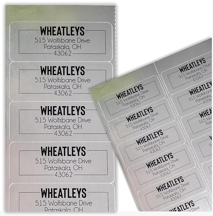 Return Address Labels Personalized, 1 Sheet = 30 Labels, 2.6"L x 1"H - Matte Finish Personalized Address Labels - Return Labels Personalize Self Adhesive - Custom Address Labels (Script, Silver)