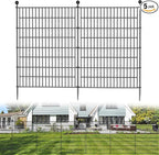 5 Panels No Dig Decorative Outdoor Garden Fence for Yard, 40 in(H) X 11.8 ft(L) Animal Barrier Fencing Rustproof Metal Wire Panel Border for Dog, Rabbits, and Patio Temporary Ground Stakes