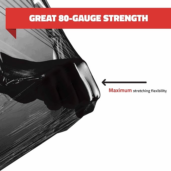 Black Stretch Wrap Industrial Strength Extra Thick 4 Pack 18" 1100 SqFt 80 Gauge (20 Micron) Shrink Wrap Roll for Moving Supplies, Furniture, Pallets, Plastic Wrap for Packing, Stretch Film
