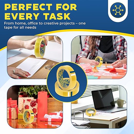 𝟮 𝗣𝗔𝗖𝗞 Original Golden Heavy Duty Packing Tape | Extra Strong Clear Packaging Tape for Home, Office, Gift Wrapping & Moving Boxes | Anti-Tear, Adhesive Shipping Tape Refills 0.96 Inch x 55 Yards