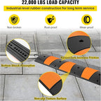 VEVOR Rubber Speed Bump (2 Pack) - 6 FT Heavy Duty 22,000 lbs Capacity for Road & Driveway, 72.8" x 12.2" x 2.2" Modular Traffic Hump, 2 Channel Floor Cord Cover for Asphalt, Concrete, Gravel