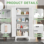 White Metal Kitchen Pantry Cabinet with Doors & Adjustable Shelves - Assembly Required