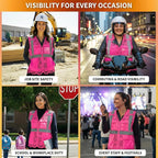Lace-Mesh Safety Vest for Women & Men - Breathable, High Visibility Vest with Zipper & ANSI Class 2 Reflective Strips