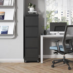 4 Drawer Mobile File Cabinet, Metal Filing Cabinet with Lock and Wheels, Home Office Rolling File Cabinets for Legal/Letter Hanging File Folders, Un-Assembled (Black)