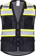 ProtectX 6 Pockets High Visibility Safety Vest for Men Women Class 2 Reflective Hi Vis Work Construction Vest