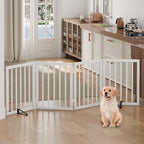 Freestanding Foldable Dog Gate - 4 Panel Room Divider (White)