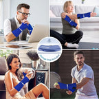 ComfiTECH Wrist Ice Pack Wrap 2 Pack, Flexible Hand Ice Pack for Carpal Tunnel, Thumb & Forearm, Reusable Gel Cold Sleeve with Adjustable Strap for Comfort and Support, Blue, Large