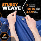 Heavy Blue & Brown Tarp 40' x 60'- Bulk Half Pallet (12 Pack) Weatherproof, Camping, Rain, Wind & Sun - 7 Mil Plastic Tarp Outdoor Cover for Roof, Trailer, RV, Car, Boat - by Xpose Safety