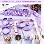 Liliful 100 Pcs Silicone Rubber Wristbands Rubber Wristband Bracelet Bands for Silicone Wristbands for Women Men(Purple and White)