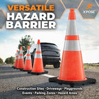 Xpose Safety 28" Orange Traffic Cones with 6" & 4" Collars, 48-Pack – PVC Safety Cones for Parking, Soccer, Construction, Kids & Caution – DOT Approved – Optional Stencil Available