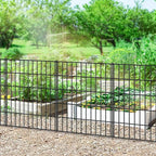Metal Garden Fence 33.3in (H) x 23.3ft (L), 10 Panels + 11 Stakes Dog Fence Border Fence Animal Barrier, No Dig Garden Fencing for Yard Flower Bed Lawn Patio Outdoor, PIN332810 Black