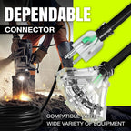 10ft Outdoor/Indoor Extension Cord 3-Outlet 12/3 Gauge Extra Heavy Duty 3 Prong SJTW, Waterproof, Flexible Cold-Resistant Long Power Cord,15A 125V 1875W, Black by LifeSupplyUSA