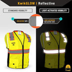 KwikSafety - Charlotte, NC - BIG KAHUNA Safety Vest [11 Pockets] Class 2 ANSI OSHA Reflective Vest Durable High Visibility Vest Construction Safety Vest for Men Industrial Work Gear/Yellow Medium