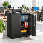 SUNCROWN Metal Storage Cabinets, 36”Locking Cabinet with Doors and Adjustable Shelves, Steel Utility Tool Garage Cabinets for Home, Office, Kitchen,Warehouse, Black