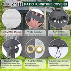 Heavy Duty Patio Furniture Covers Waterproof, 600D Round Outdoor Furniture Cover Waterproof for Sectional Sofa Couch, Outdoor Dining Table and Chair Set Covers 36"DIA x 28"H, Grey