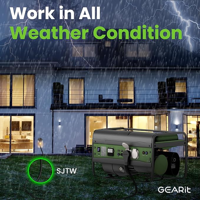 GEARit 360 Rotating Plug Indoor Outdoor Extension Cord Waterproof 15ft - 16 Gauge 16/3 AWG, 13A 1625W, 3 Prong Heavy Duty Extension Cord Weatherproof Power Cable for Outdoor Landscaping, Lights, ETL