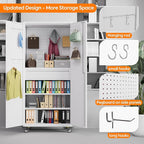 Metal Storage Cabinet with Drawers, Locking Garage Tool Cabinets on Wheels with Pegboards and Hooks for Warehouse Homes, Offices, Assembly Required