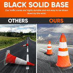 Pyle 18" PVC Traffic Cones, 10-Pack Safety Cones for Parking, Construction, Roadwork, & Sports Training, High-Visibility Orange, Durable, Stackable Design, Heavy-Duty Base for Stability in All Weather