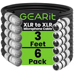 GEARit XLR Male to Female Microphone Cable (3 Feet, 6-Pack) 3-Pin Balanced Shielded Mixer, Recording Studio, Podcast - Black
