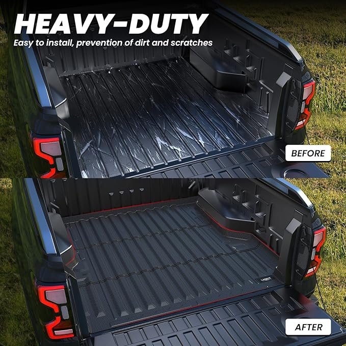 LASFIT Bed Mat for Ford Ranger 2025 2024 5.0ft Truck Bed All Weather Protector TPE Easy Clean Durable Bed Liner -Not Fit for Drop in Bedlienr