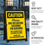 Caution Please Dry Off Wet Floor Sidewalk Sign Kit, 24x36 Inches, With A Frame Stand, Made in USA