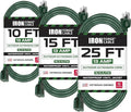 Iron Forge Cable Weatherproof Outdoor Extension Cord 3 Pack, 10 ft, 15 ft, and 25 ft - 16/3 SJTW 13 Amp Heavy Duty Green Extension Cord 3 Prong
