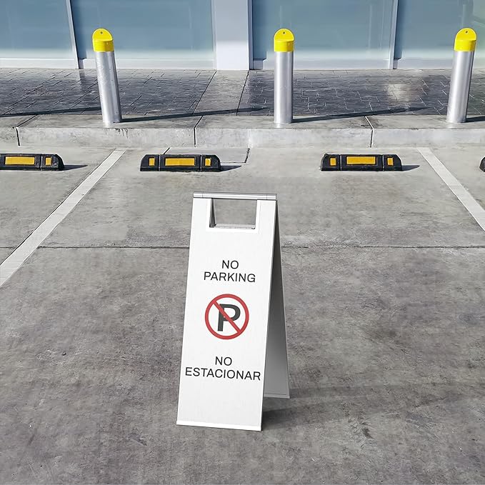 2-Pack No Parking Sign, stainless steel,24 Inch Height, Double Sided A-Shaped Frame No Parking Sign, Folding No Parking Signs for Outside, Lawn, Driveway, Garage, Yard, Fire Lane