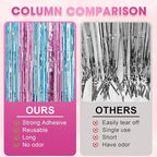3 Pack 3.3x8.2 Feet Blue and Pink Foil Fringe Backdrop Curtains, Tinsel Streamers Birthday Party Decorations, Fringe Backdrop for Graduation, Baby Shower, Gender Reveal, Disco Party