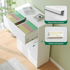 4 Drawer Lateral File Cabinet, Metal Filing Cabinets for Home Office, Wide File Storage Cabinet for Letter Legal Size Hanging File Folders, Assembly Required, (White)