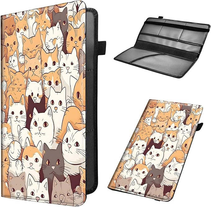 Car Registration and Insurance Holder, Leather Car Glove Box Organizer, Cool Car Accessories for ID, Driver's License Cards & Essential Document,business cards,Men&Women,Cute Funny Cats