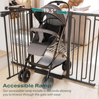 Cumbor 36" Extra Tall Baby Gate for Stairs, 29.7-57" Extra Wide Dog Gate for Doorways Hallways, Pressure Mounted Child Gate for Wide Opening, Auto Close Personal Safety for Babies and Pets, Black