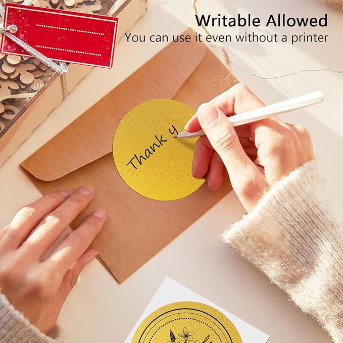 3 X 3 Inch Round Thermal Labels Circle Color Coding Labels Printable Waterproof 500PCS Round Stickers Adhesive Writable for Office, Home, Garage, DIY Sticker, Name Tag,Gold
